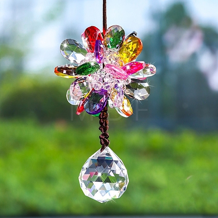 Glass Flower Pendant Decorations PW-WG637EB-03-1