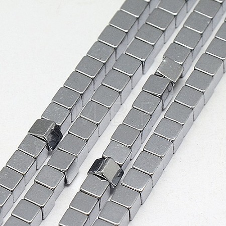 Electroplate Non-magnetic Synthetic Hematite Beads Strands G-J170A-3x3mm-01-1