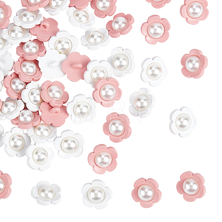 50Pcs 2 Colors 1-Hole Plstic Shank Buttons BUTT-GF0001-16-1