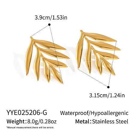 Stainless Steel Leaf Stud Earrings IZ3075-1-1