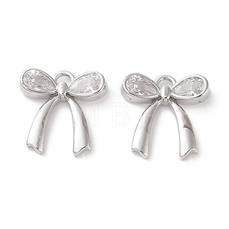 Brass Micro Pave Clear Cubic Zirconia Charms KK-G491-29P-1