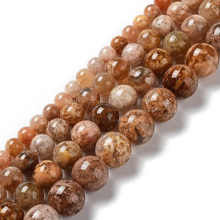 Natural Flower Agate Beads Strands G-B044-A01-01-1