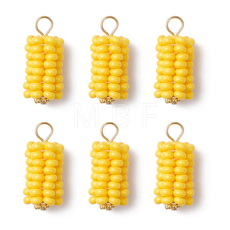Glass Seed Beaded Corn Pendants PALLOY-MZ01108-1
