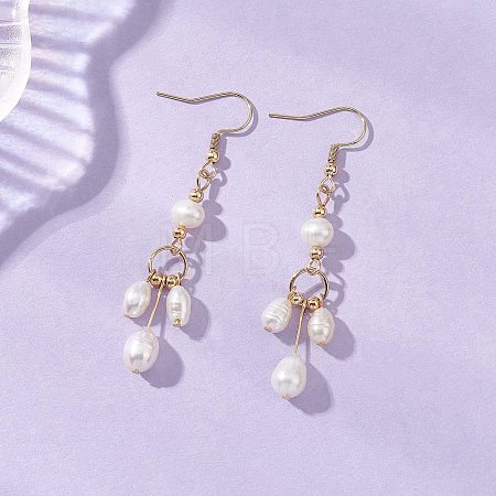 Oval Natural Cultured Freshwater Pearl Dangle Earrings EJEW-JE06889-1