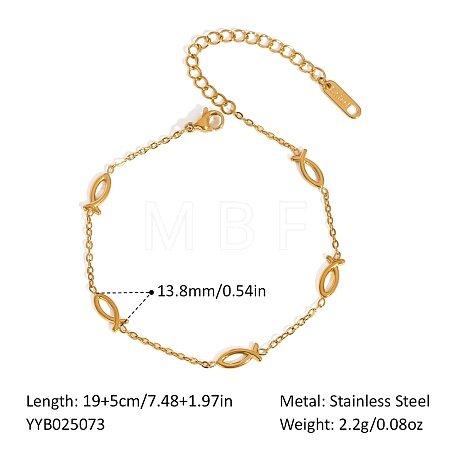 304 Stainless Steel Link Chain Bracelets for Women XX6576-20-1