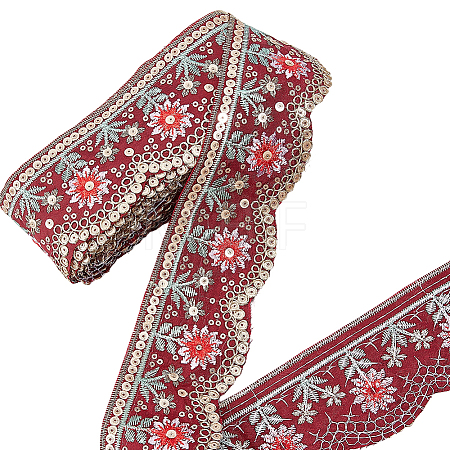 7.5Yards Vintage Jacquard Polyester Lace Ribbon SRIB-CY0001-42A-1