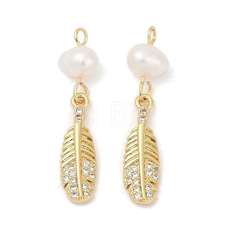 Natural Cultured Freshwater Pearl & Brass Pendants KK-U062-09G-1