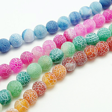 Natural Crackle Agate Beads Strands G-G055-6mm-M-1