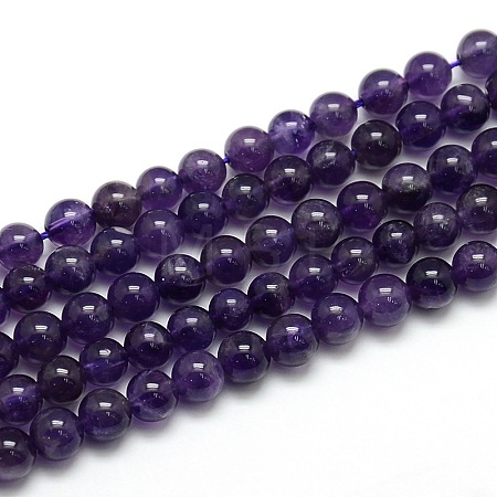 Natural Amethyst Round Bead Strands G-L170-6mm-01-1