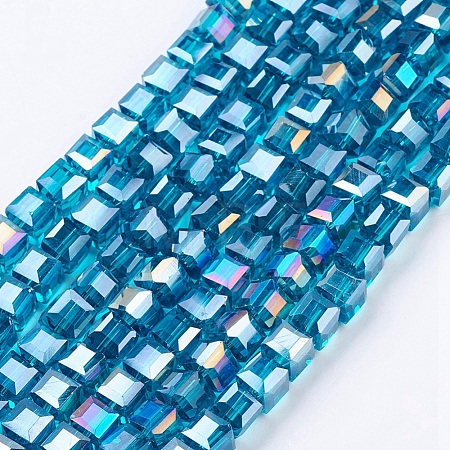 Electroplate Glass Beads Strands EGLA-R030-6x6mm-14-1