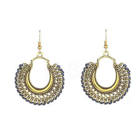 Bohemian Style Alloy & Cotton Cord Dangle Earrings FS-WGA9B48-06-1