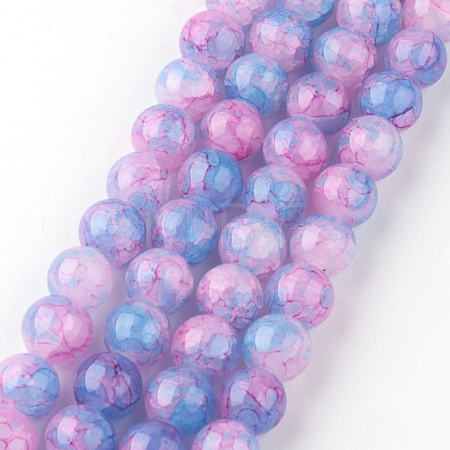 Baking Paint Crackle Glass Bead Strands DGLA-Q023-6mm-YS55-1