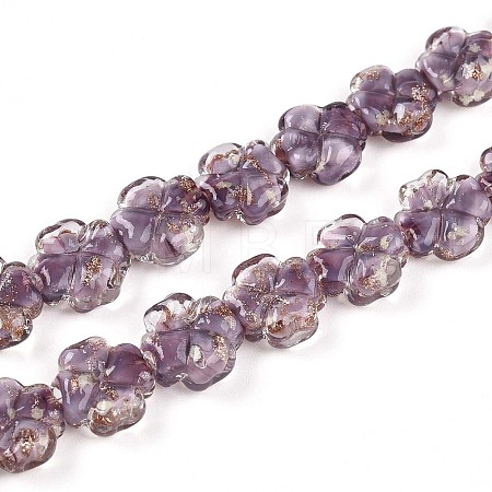 Luminous Handmade Gold Foil Glass Beads Strands FOIL-N029-01E-1