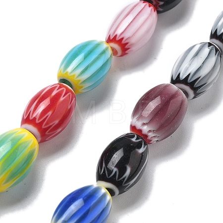 Handmade Millefiori Lampwork Beads Strands LAMP-F035-12D-1