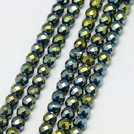 Electroplate Non-magnetic Synthetic Hematite Beads Strands G-J169B-4mm-06-1