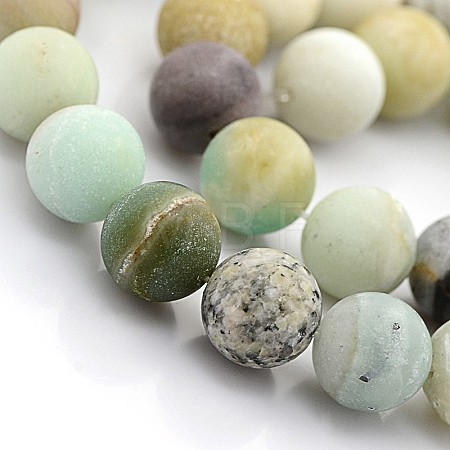Natural Frosted Flower Amazonite Round Beads G-D616-6mm-1