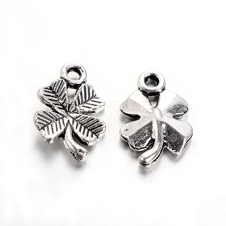 Tibetan Style Alloy Clover Charms TIBEP-2765-AS-RS-1