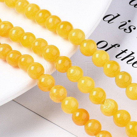 Natural Dyed Yellow Jade Gemstone Bead Strands X-G-R271-6mm-Y07-1