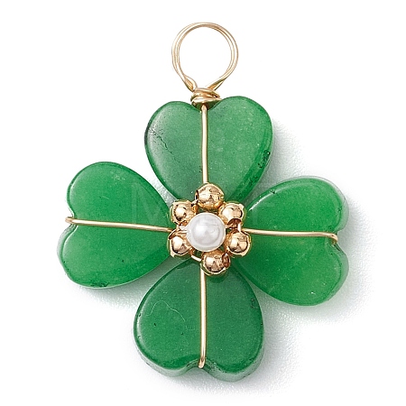 Dyed Natural Malaysia Jade Clover Pendants X-PALLOY-JF03180-05-1