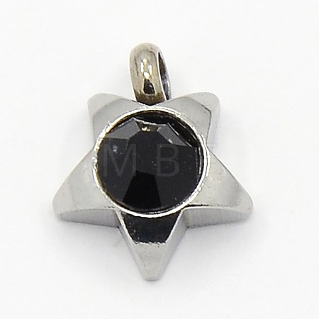 201 Stainless Steel Rhinestone Star Charm Pendants RB-M030-01H-1