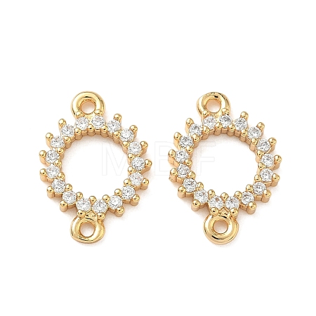 Brass Micro Pave Clear Cubic Zirconia Connector Charms KK-Z136-67G-1