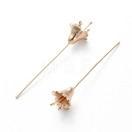 Brass Flower Shape Head Pins KK-E783-10G-1