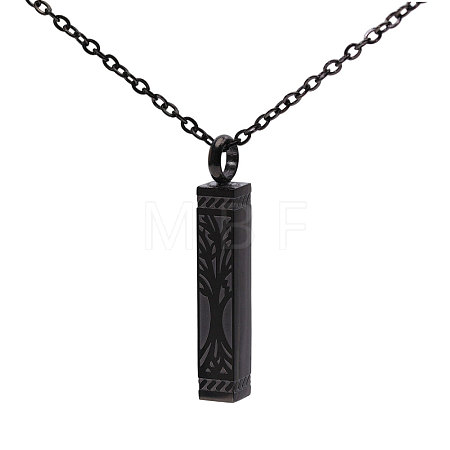 304 Stainless Steel Rectangle with Tree of Life Pendant Urn Ashes Necklaces NJEW-WH0036-030EB-1