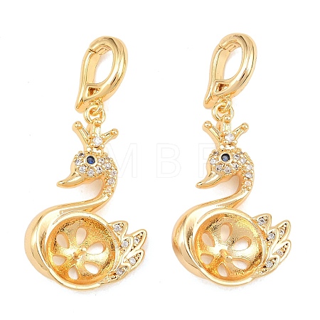Brass Micro Pave Cubic Clear Zirconia Peg Bails Pendants KK-H538-18G-1