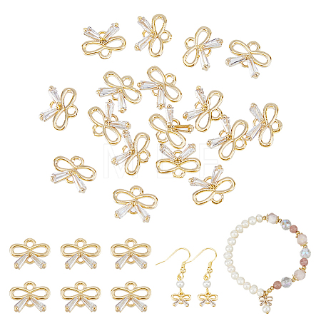 16Pcs Brass Micro Pave Clear Cubic Zirconia Links Connectors ZIRC-FH0001-41-1