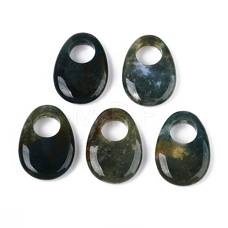 Natural Moss Agate Large Hole Pendants G-N348-06B-07-1