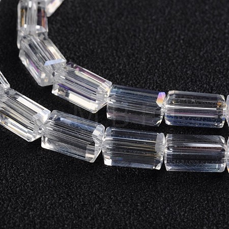 AB Color Plated Faceted Cuboid Electroplate Glass Beads Strands EGLA-F109-A01-1