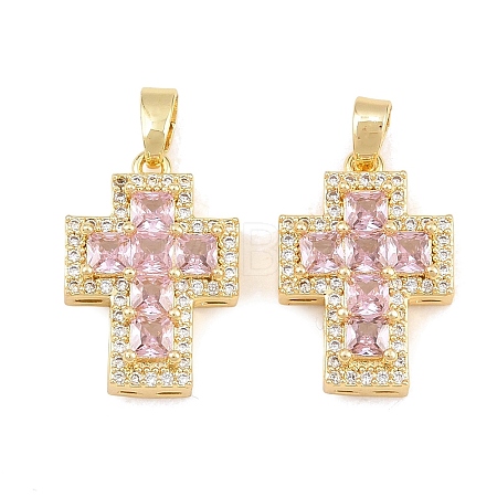 Easter Brass Pink Cubic Zirconia Pendants KK-E800-10G-1
