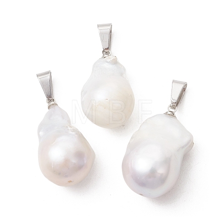 Natural Baroque Keshi Pearl Pendants PALLOY-JF05461-1
