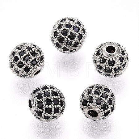 Rack Plating Brass Cubic Zirconia Beads X-ZIRC-S001-8mm-B03-1