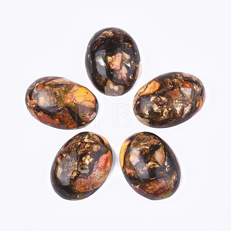 Assembled Synthetic Imperial Jasper and Bronzite  Cabochons G-S329-080H-1