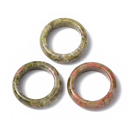 Natural Unakite Plain Band Ring RJEW-P044-01A-05-1