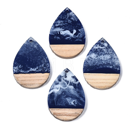 Opaque Resin & Walnut Wood Pendants RESI-T035-28-B01-1