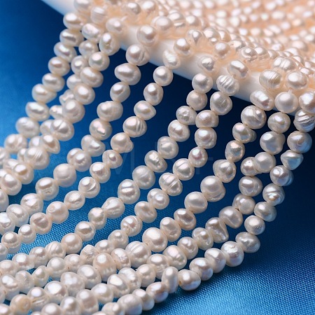 Potato Natural Cultured Freshwater Pearl Beads Strands PEAR-E007-3-4mm-A-1