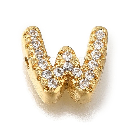 Rack Plating Brass Micro Pave Clear Cubic Zirconia Beads KK-G500-30G-W-1