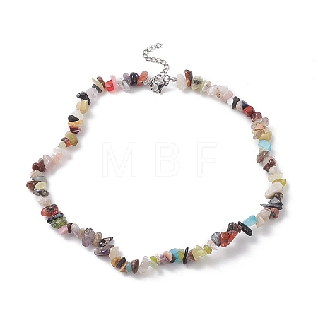 Mixed Gemstone Chips Beads Necklaces NJEW-JN04275-03-1