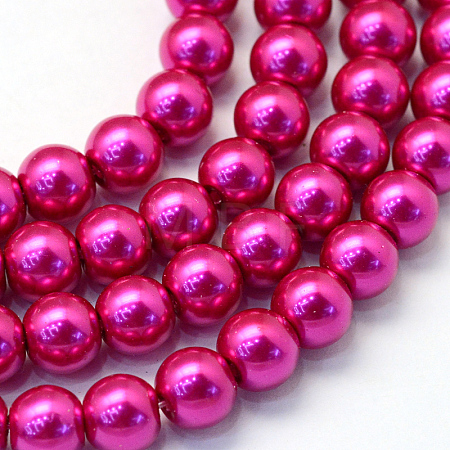 Baking Paint Pearlized Glass Pearl Round Bead Strands HY-Q003-10mm-17-1