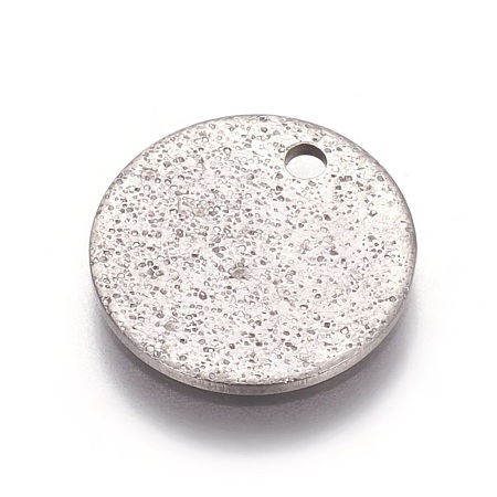 Tarnish Resistant 304 Stainless Steel Textured Pendants STAS-I098-01-12mm-P-1