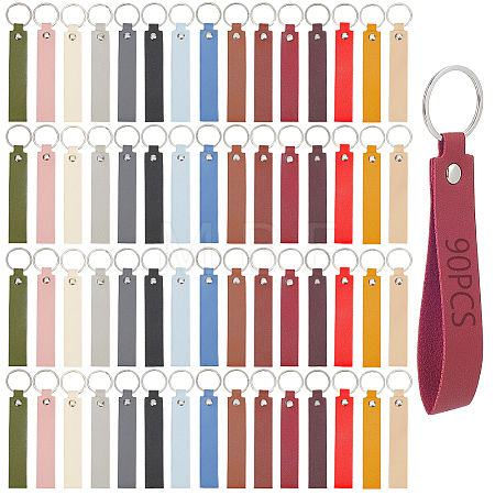 15Pcs 15 Colors PU Leather Keychains KEYC-GA0001-56-1