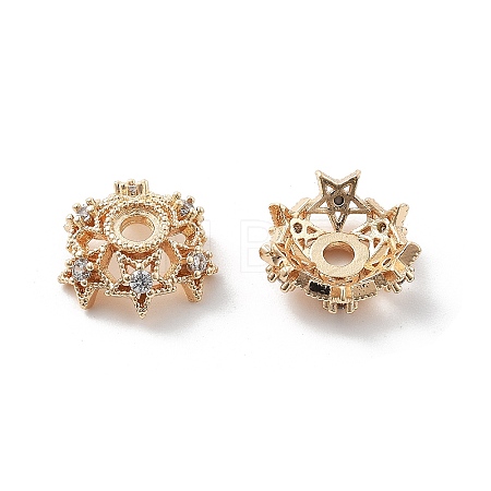 Brass Micro Pave Clear Cubic Zirconia Bead Caps KK-R216-03KCG-02-1