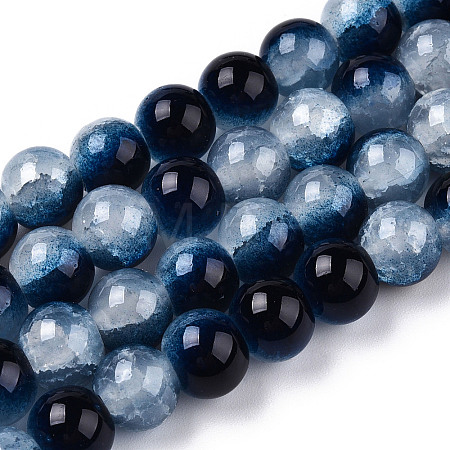 Crackle Baking Paint Imitation Jade Glass Beads Strands DGLA-YW0001-17O-1