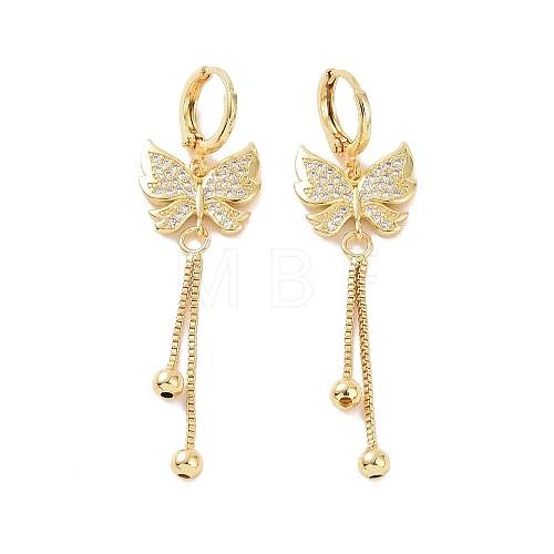 Clear Cubic Zirconia Butterfly Dangle Leverback Earrings EJEW-P224-01G-1