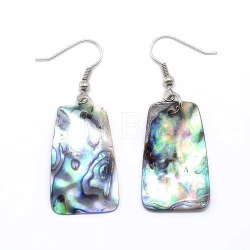 Abalone Shell Trapezoid Dangle Earrings EJEW-E145-15-1