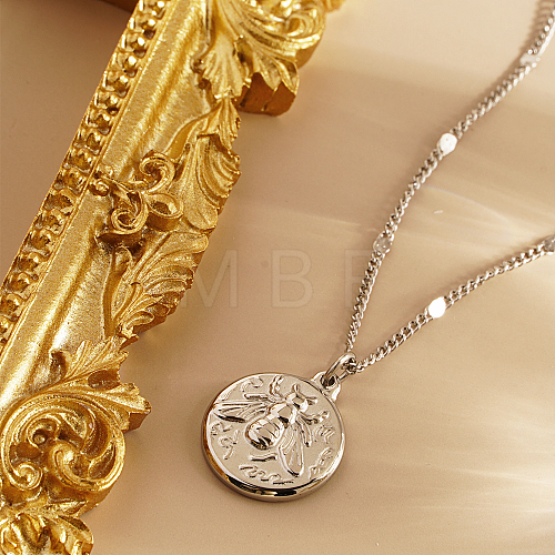 Stylish Stainless Steel Bee Pendant Necklace for Daily Wear for Girls DW4494-2-1