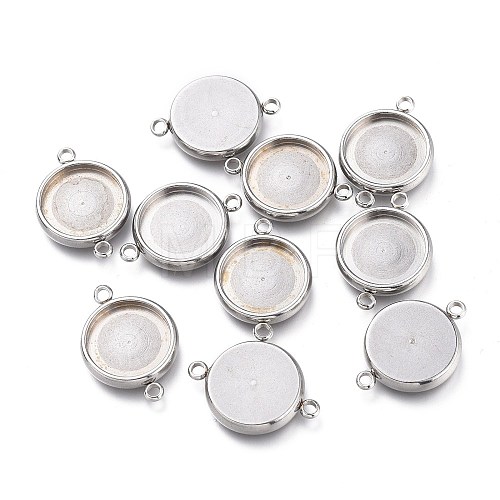 Non-Tarnish 304 Stainless Steel Cabochon Connector Settings STAS-I161-03E-P-1