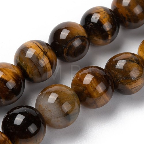 Natural Tiger Eye Round Bead Strands G-R200-14mm-1